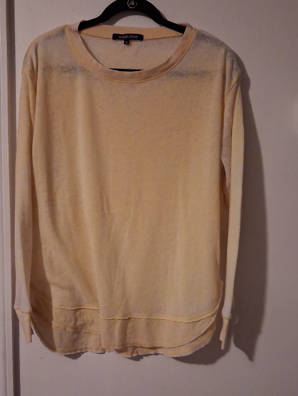 Ocean Drive Scoop Neck Lightweight Sweater in Pale Yellow